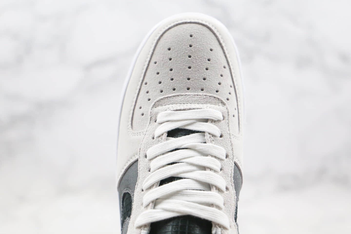 耐克Nike Air Force 1 LV8 1 Fresh Air GS纯原版本低帮空军一号编织格子勾白铁灰黑色内置Sole气垫 货号:CJ4093-100