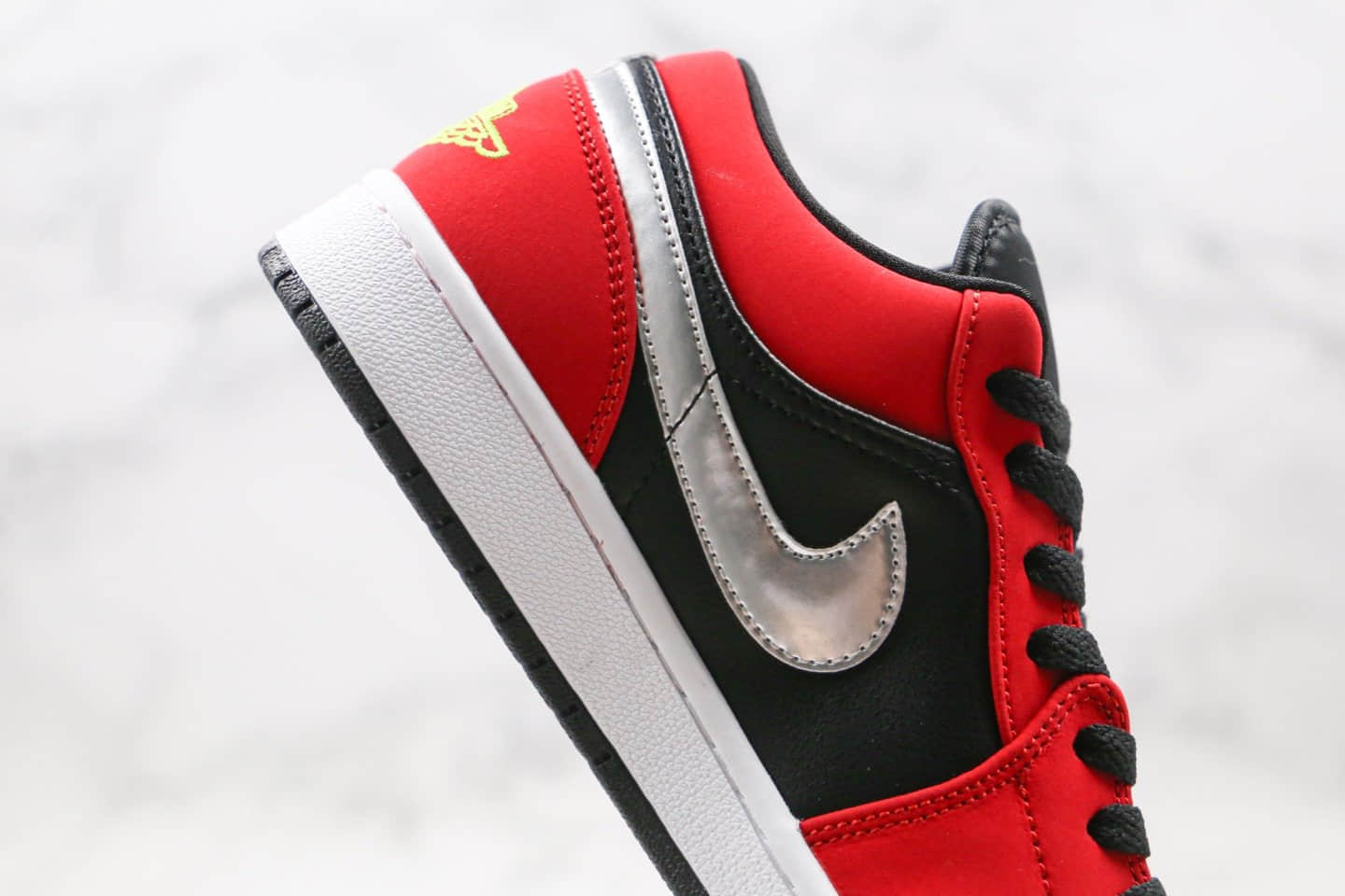 乔丹Air Jordan 1 Low纯原版本低帮AJ1黑红银色内置气垫模块原档案数据开发原盒原标 货号:553558-036