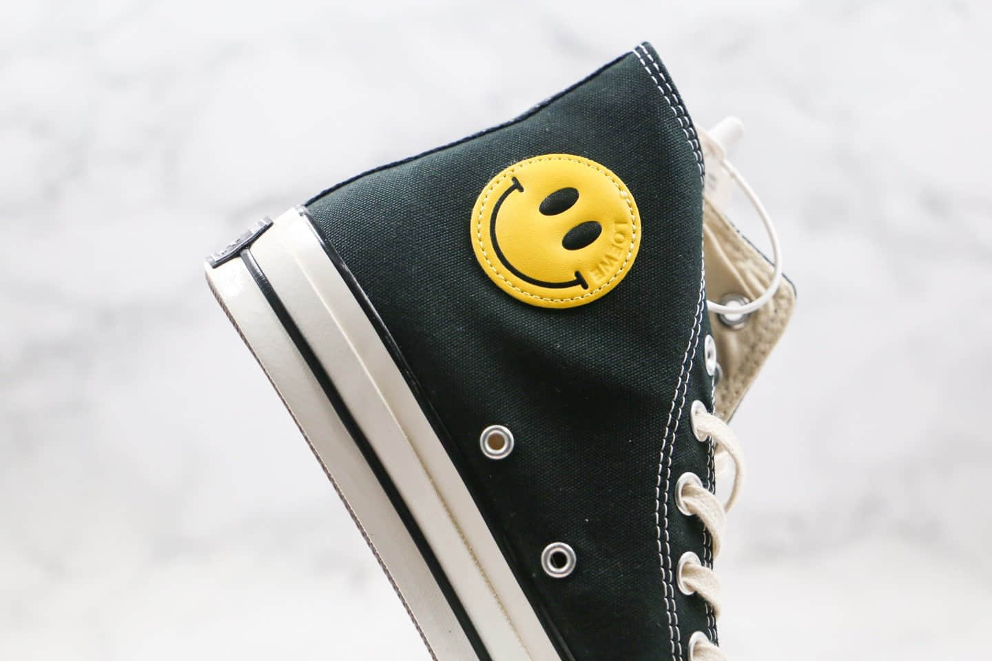 匡威Loewe x Smiley x Converse 1970S公司级版本罗意威笑脸联名高帮帆布鞋黑色蓝底双围条