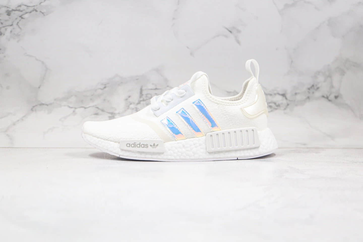 阿迪达斯adidas NMD R1纯原版本爆米花针织网面休闲跑步鞋白镭射巴斯夫真爆 货号：FY1263