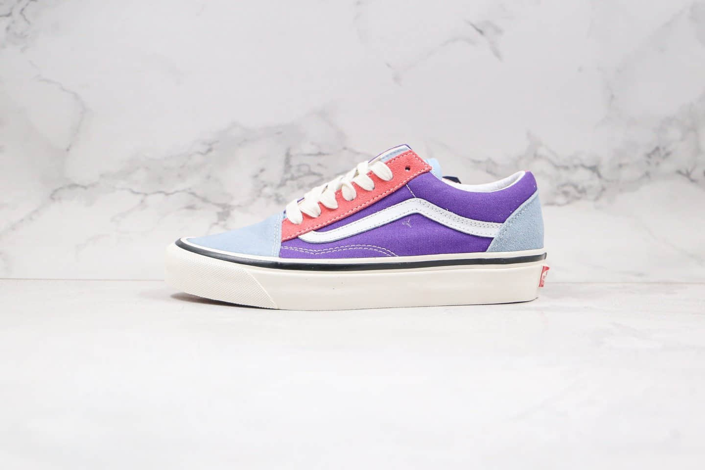 万斯Vans OLD SKOOL DX公司级版本低帮安纳海姆蓝紫鸳鸯拼色帆布鞋原楦头纸板打造