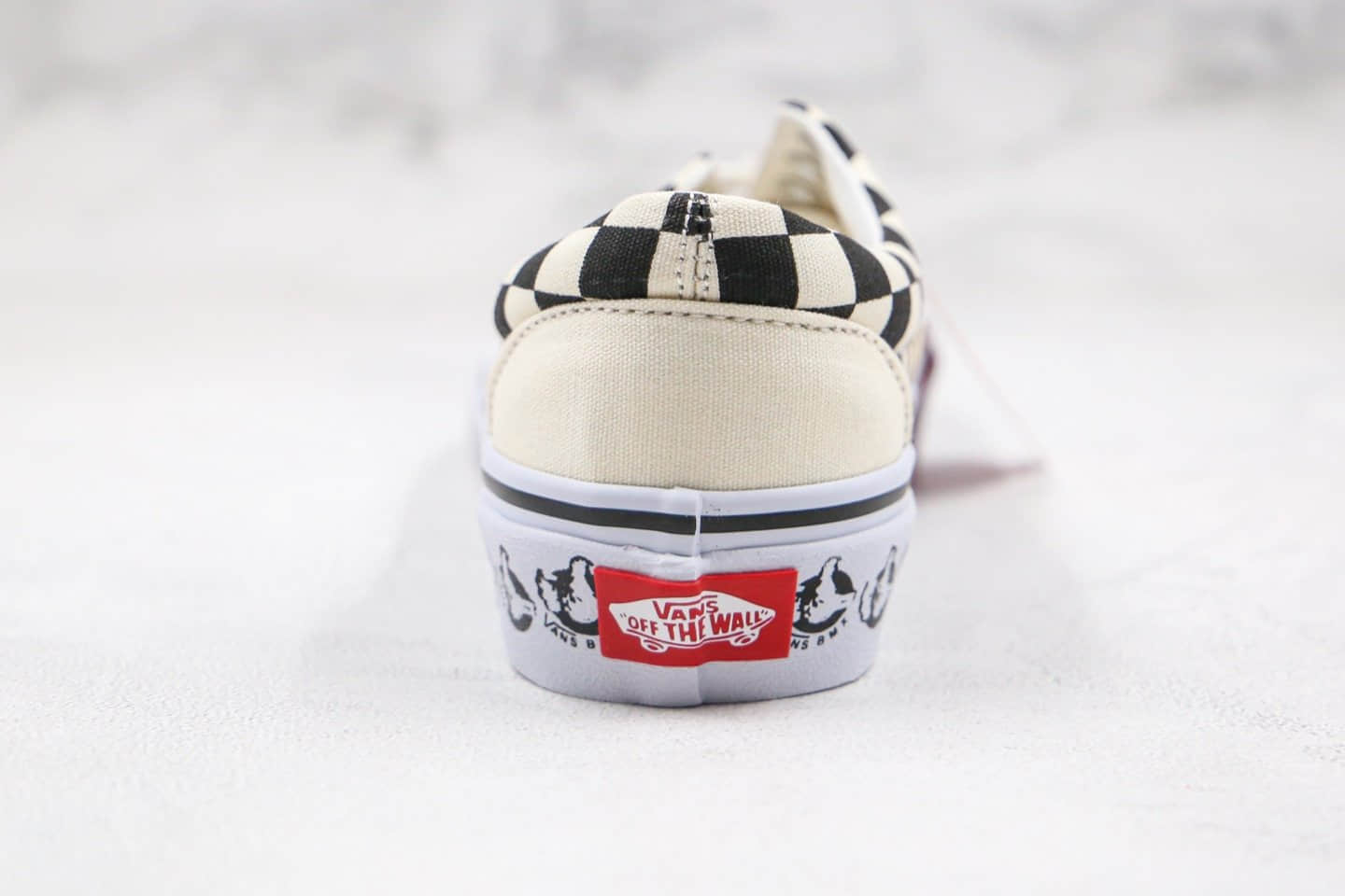 万斯Vans Era 95 x BMX联名款公司级版本低帮ERA棋盘格子大拇指印花帆布鞋米白色原盒原标 货号：VN0A4BV4V3H