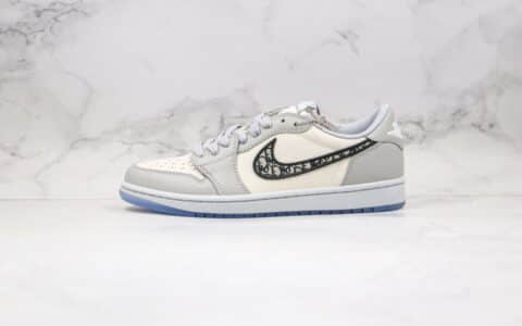 乔丹Air Jordan 1 x Dior纯原版本迪奥联名款低帮AJ1白灰色原厂吸磁鞋盒原档案数据开发 货号：CN8608-002