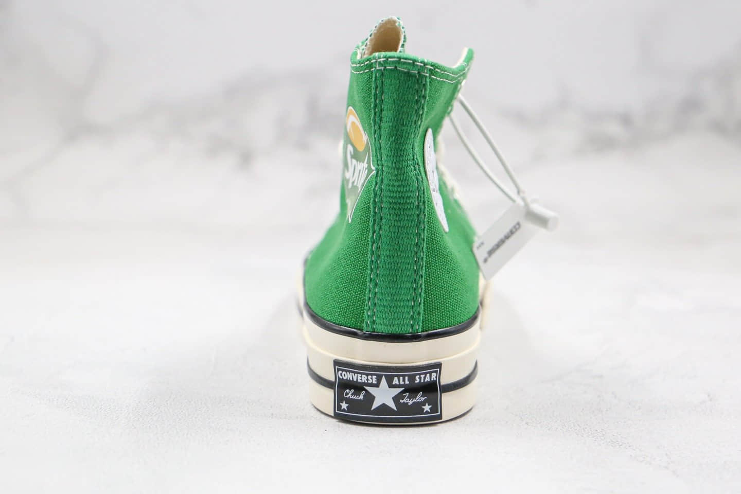 匡威Converse x Sprite公司级版本雪碧汽水联名款高帮绿色帆布鞋正确双围条PU硅蓝软中底 货号：188603C