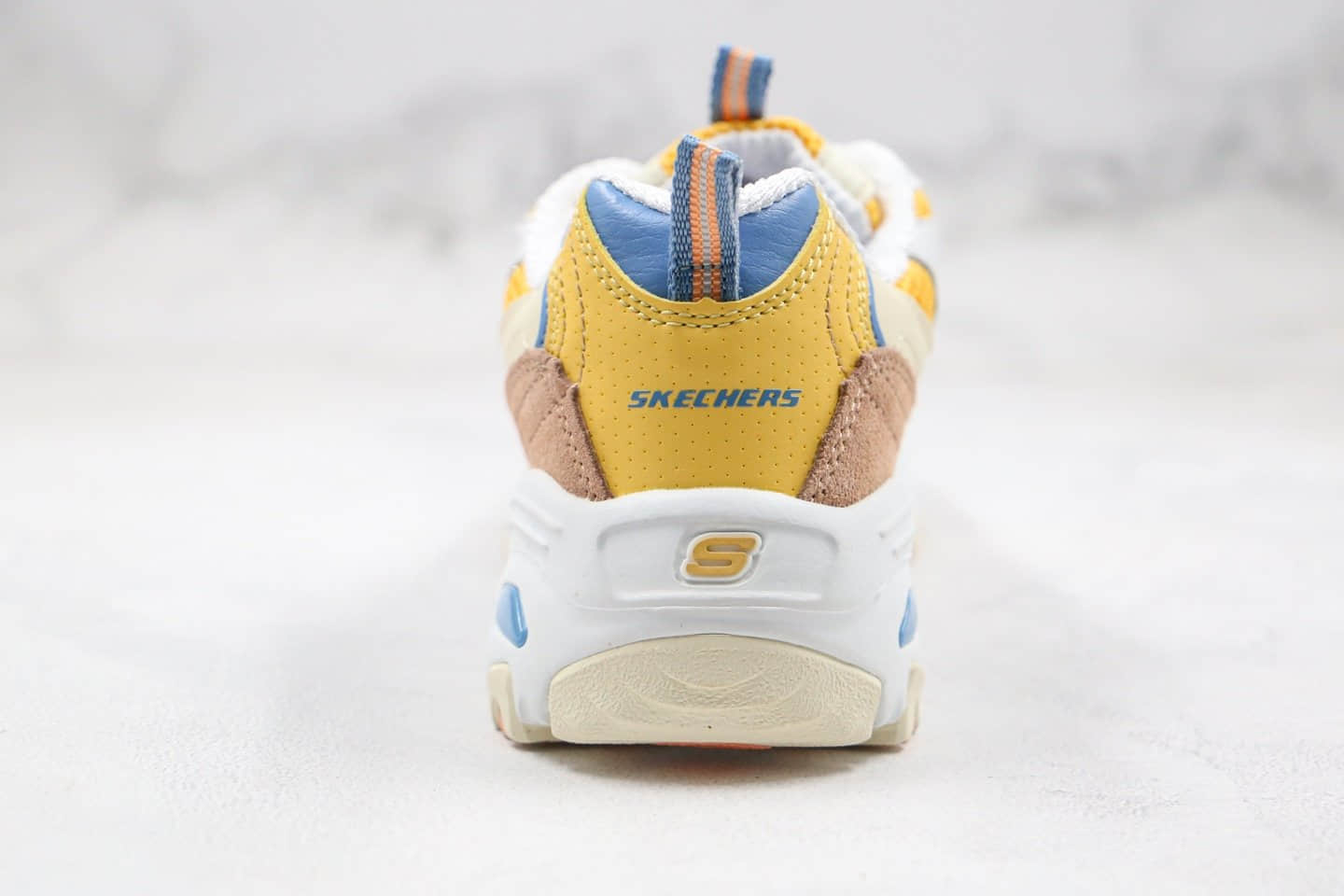 斯凯奇Skechers D'Lites SureThing公司级版本熊猫老爹鞋复古运动鞋白黄色原档案数据开发