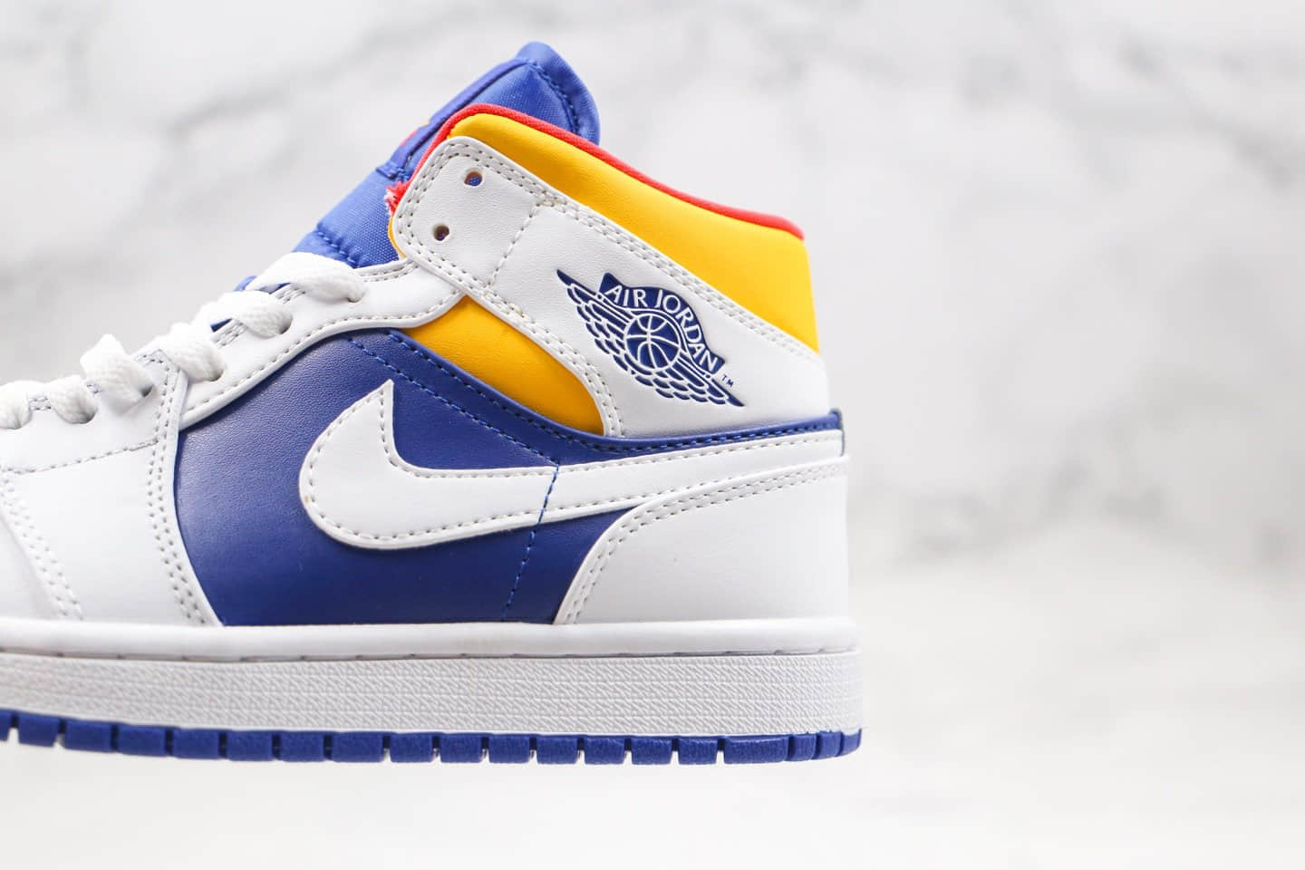 乔丹Air Jordan 1 Mid Euro Tour纯原版本中帮AJ1白蓝黄色篮球鞋原档案数据开发原盒原标 货号:554724-131