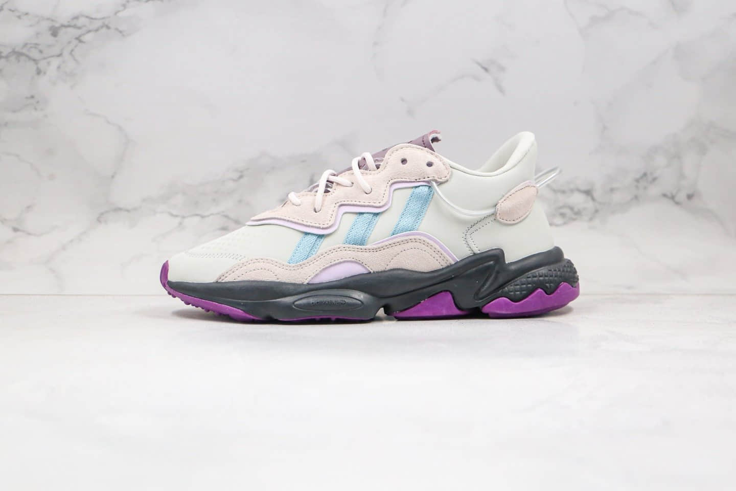 阿迪达斯Adidas Ozweego纯原版本三叶草水管老爹鞋灰紫色原楦头纸板打造 货号：EF4050