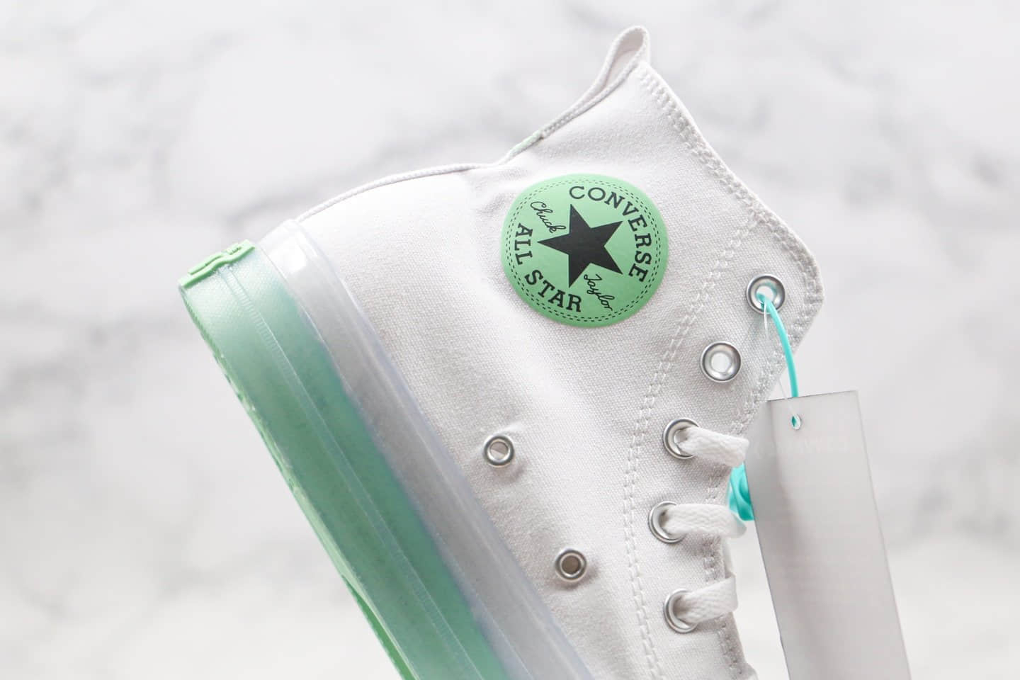 匡威 Converse Chuck Taylor All Star CX公司级版本果冻透明水晶底高帮板鞋白绿色原厂铝楦开发版型 货号：167805C