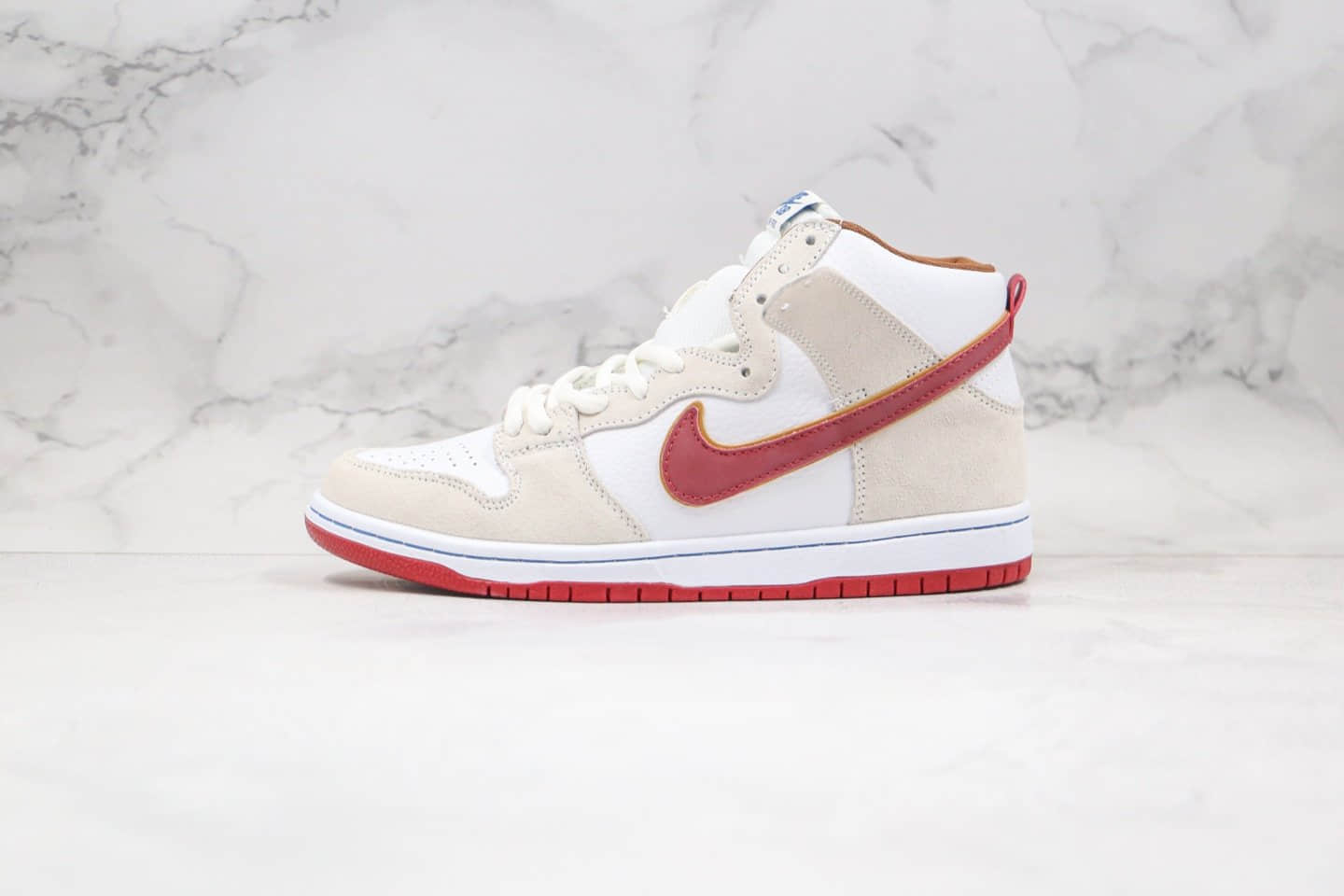 耐克Nike SB Dunk High Team Crimson纯原版本高帮SB DUNK骑士队白棕色内置气垫原档案数据开发 货号:CV9499-100