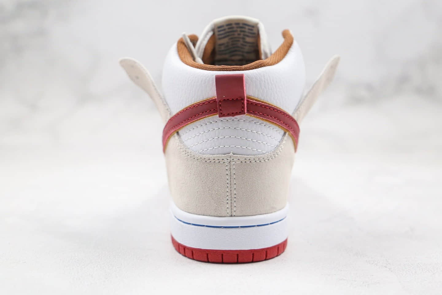 耐克Nike SB Dunk High Team Crimson纯原版本高帮SB DUNK骑士队白棕色内置气垫原档案数据开发 货号:CV9499-100