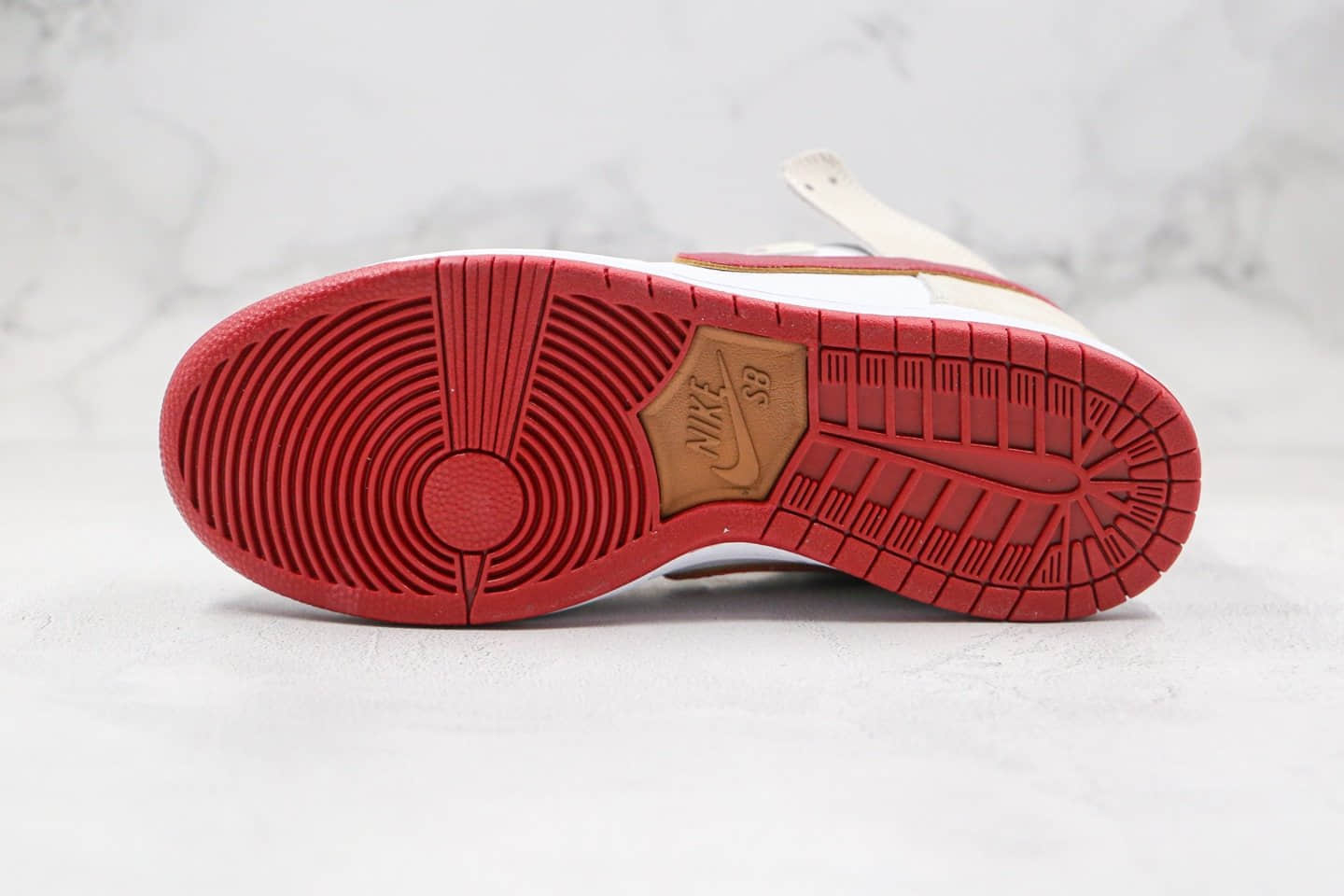 耐克Nike SB Dunk High Team Crimson纯原版本高帮SB DUNK骑士队白棕色内置气垫原档案数据开发 货号:CV9499-100