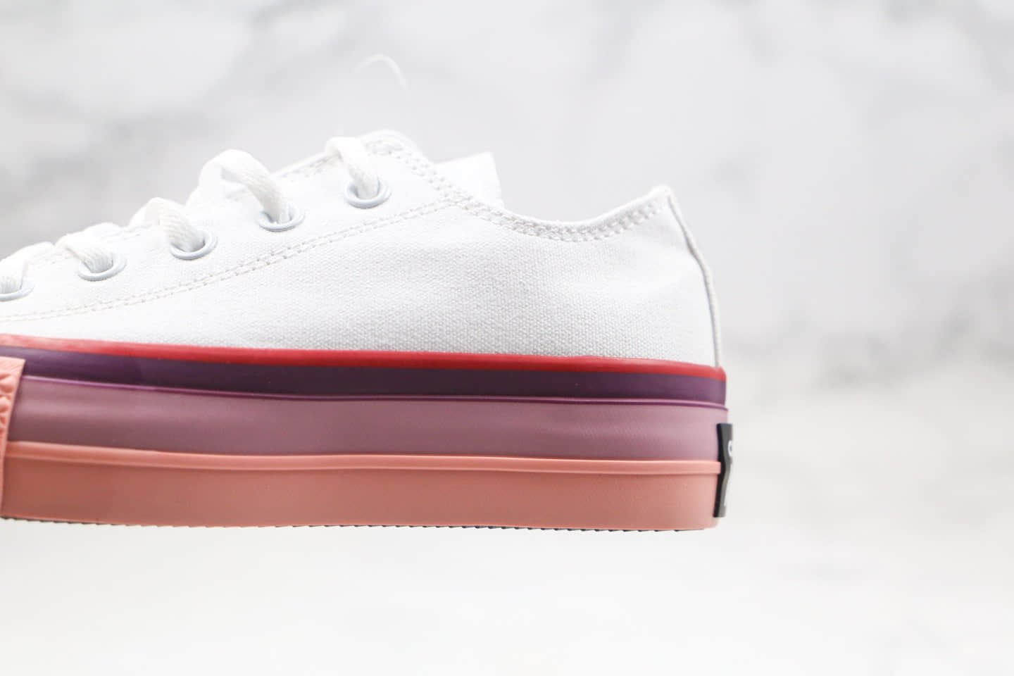 匡威Converse x opi chuck taylor all stat公司级版本指甲油OPI联名款低帮厚底松糕帆布鞋白粉色原盒原标原厂硫化大底 货号：566557C