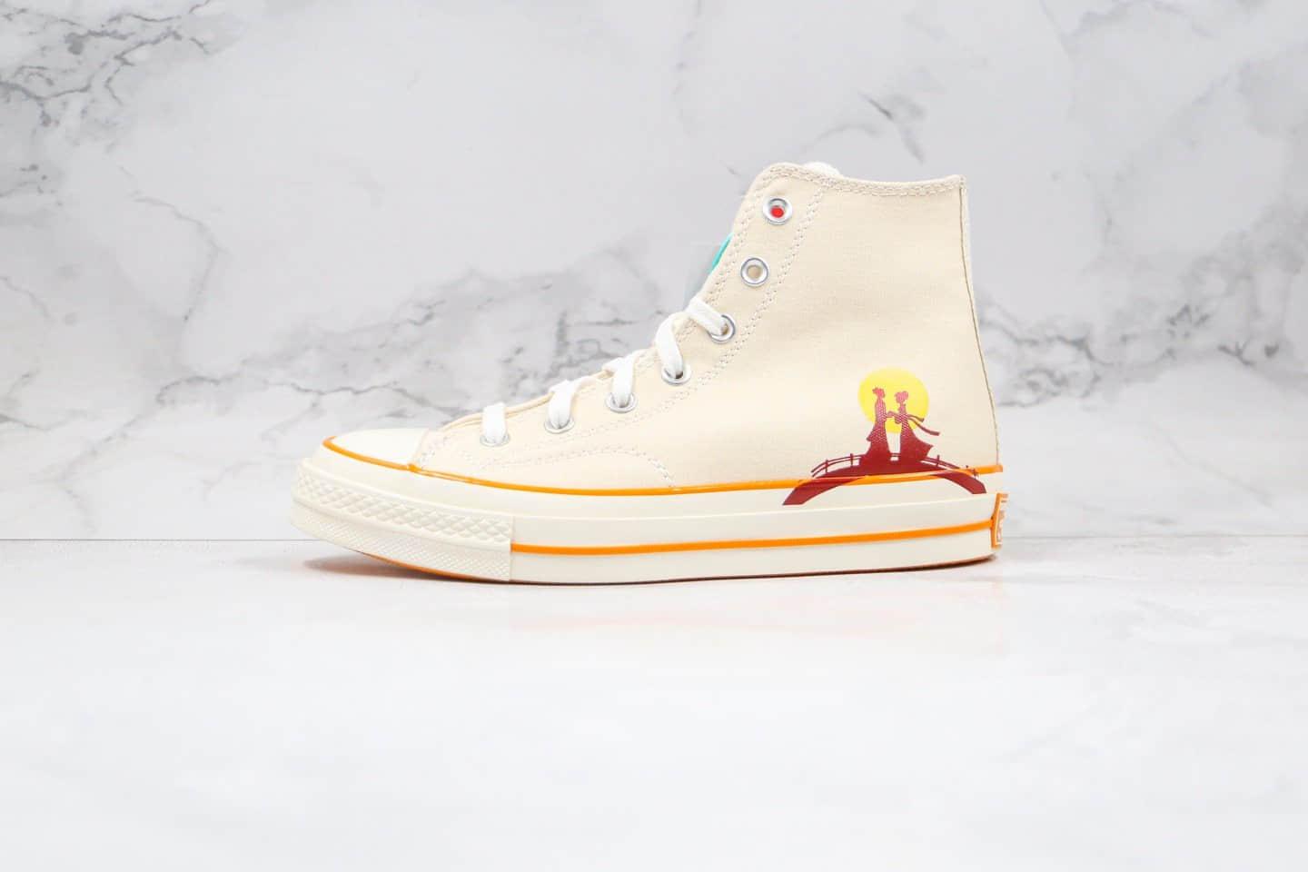 匡威Converse Chuck Taylor All Star 1970 High x Mille Bobby Brown公司级版本高帮七夕情人节限定米白橙色牛郎织女硫化帆布板鞋原档案数据开发 货号:169398C