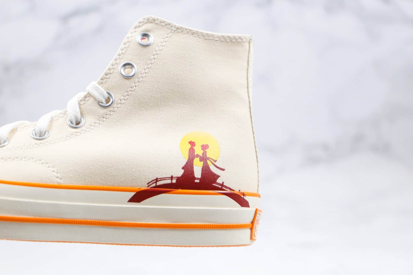 匡威Converse Chuck Taylor All Star 1970 High x Mille Bobby Brown公司级版本高帮七夕情人节限定米白橙色牛郎织女硫化帆布板鞋原档案数据开发 货号:169398C