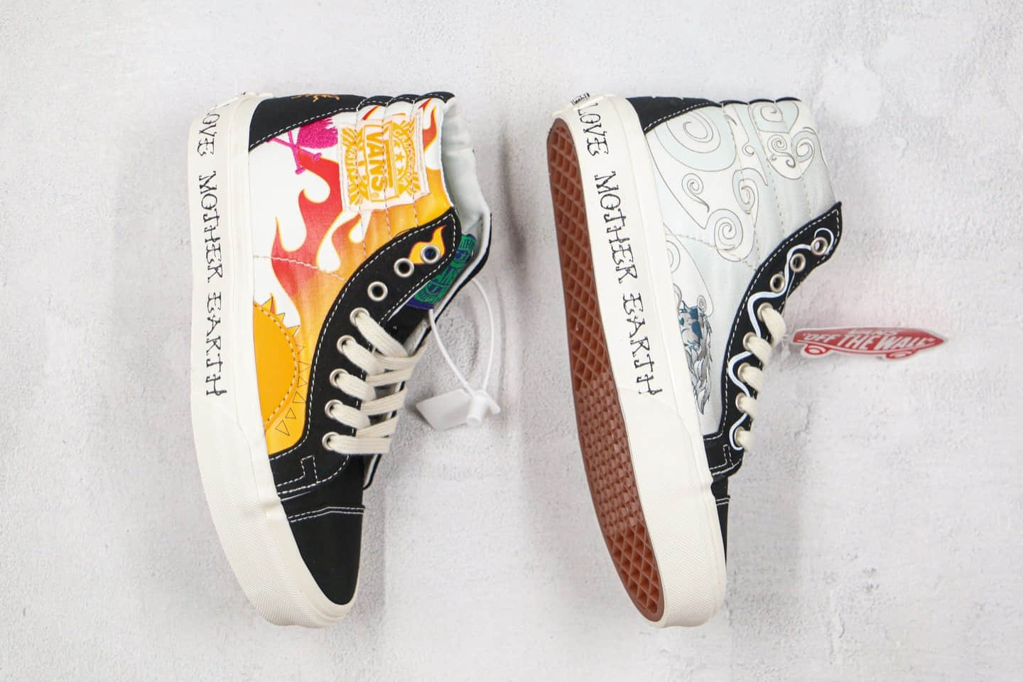 万斯VANS Sk8-Hi公司级版本高帮地球生态环境主题火焰水土刺绣鸳鸯配色硫化板鞋原盒原标 货号：VN0A3JFIWZ2