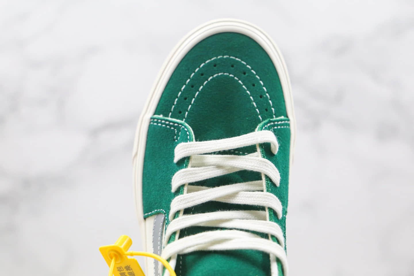 万斯Vans SK8-Hi公司级版本高帮白灰绿色硫化帆布鞋原厂硫化大底内置钢印