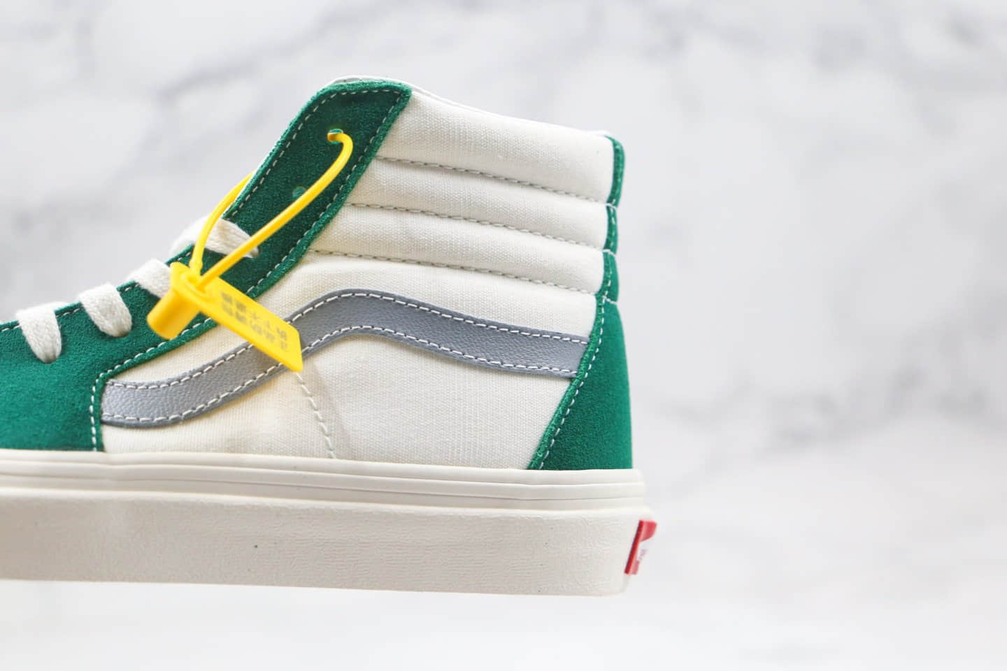 万斯Vans SK8-Hi公司级版本高帮白灰绿色硫化帆布鞋原厂硫化大底内置钢印