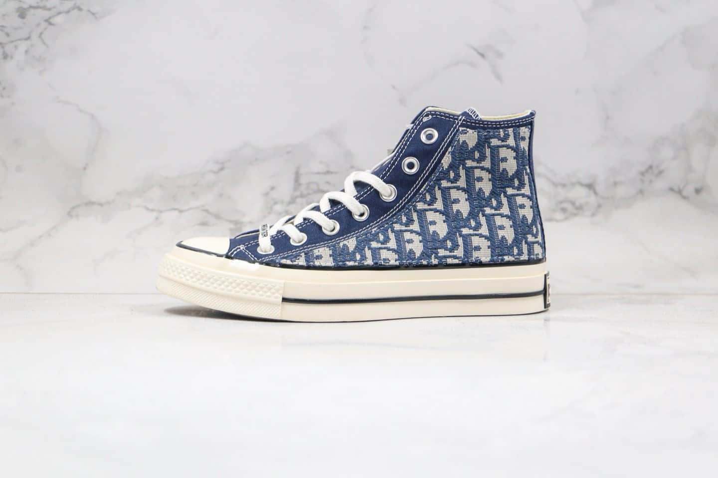 匡威CONVERSE 1970S x Dior纯原版本迪奥联名款高帮暗夜蓝色老花配色帆布鞋原厂硫化大底原盒原标 货号:164945D