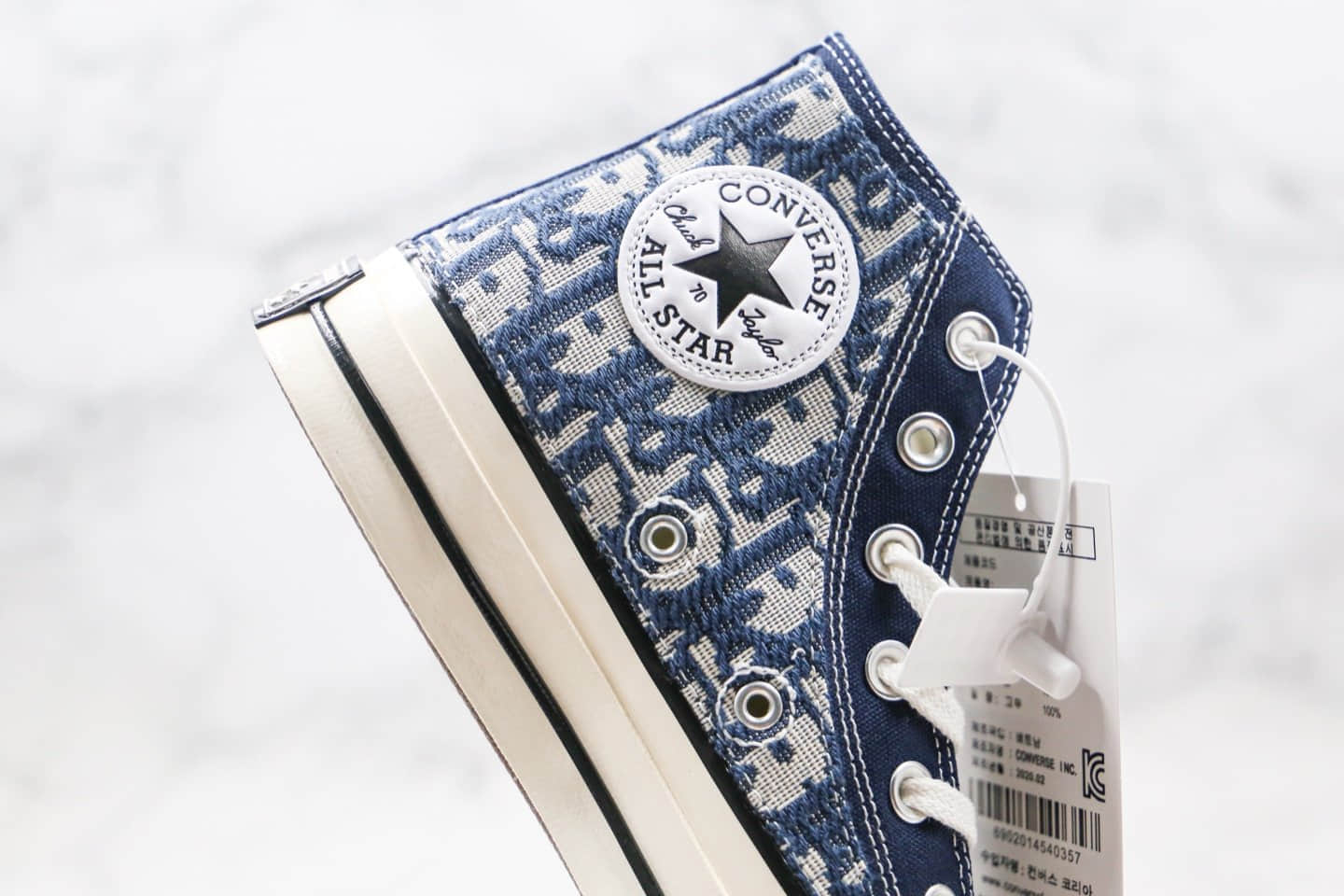 匡威CONVERSE 1970S x Dior纯原版本迪奥联名款高帮暗夜蓝色老花配色帆布鞋原厂硫化大底原盒原标 货号:164945D