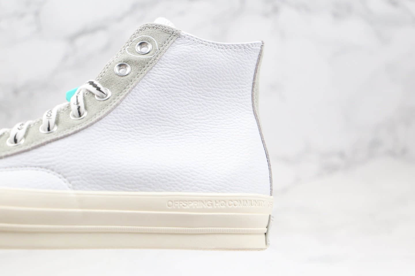 匡威CONVERSE x OFFSPRING公司级版本藤原浩闪电联名款高帮皮面破口白灰色板鞋原盒原标原鞋开模一比一打造 货号：169054C