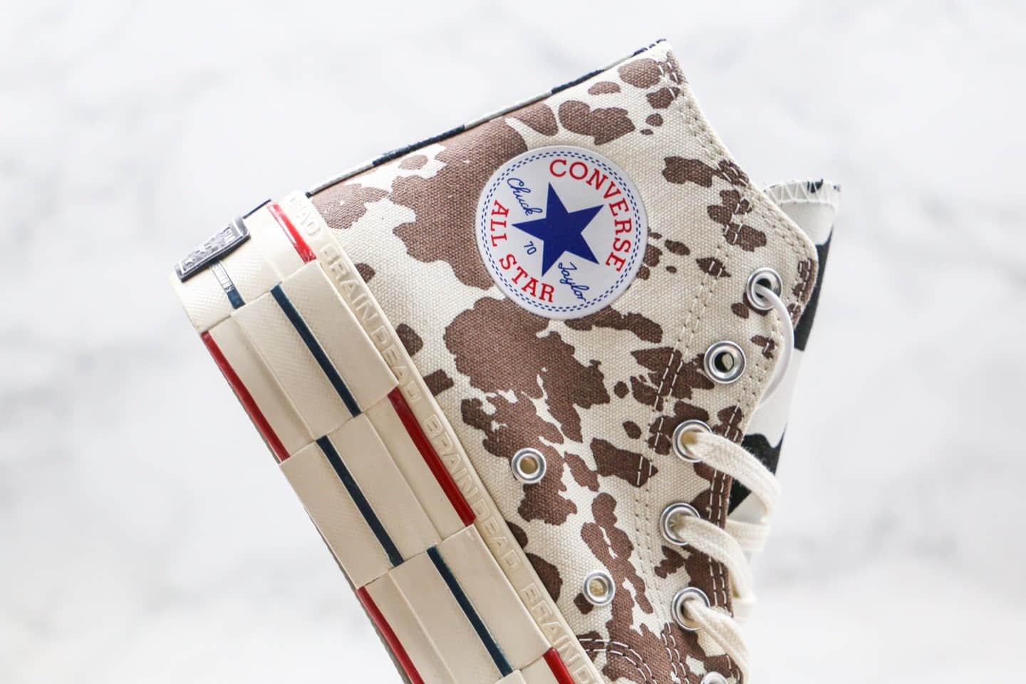 匡威Converse x BrainDead公司级版本高帮脑死亡二代牛奶斑点冰淇淋配色帆布鞋原盒原标原厂硫化大底 货号:169946C