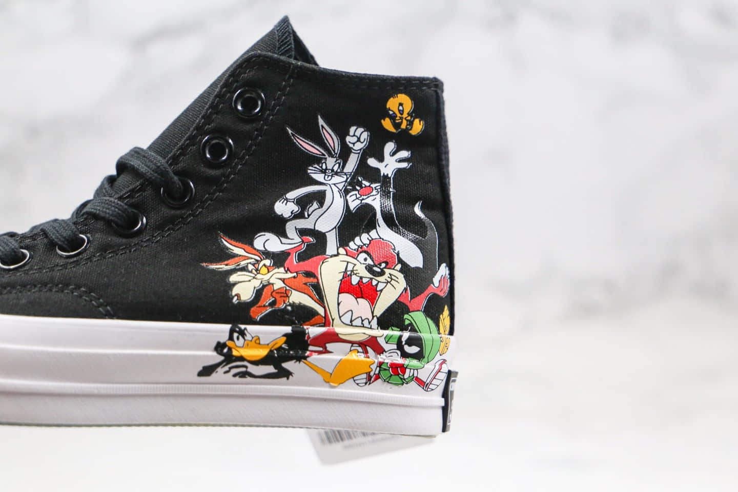 匡威Converse Chuck 1970 x KITH联名款公司级版本高帮兔八哥黑白卡通涂鸦兔斯基鲁尼配色帆布鞋原盒原标 货号:169083C