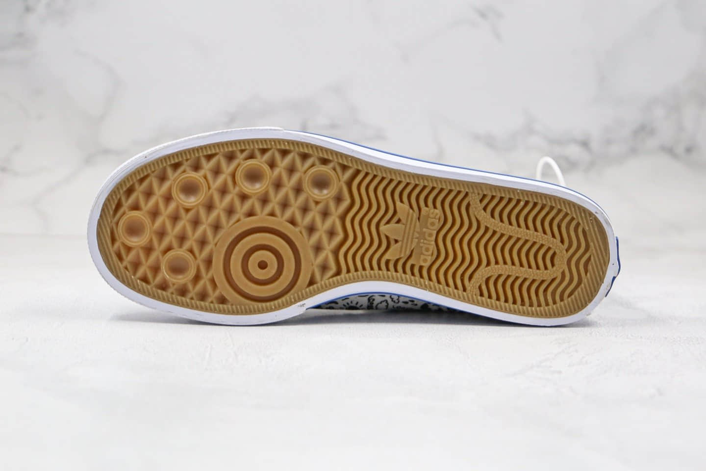 阿迪达斯Adidas Nizza HI RF纯原版本高帮白蓝色涂鸦不对称设计NIZZA帆布鞋原档案数据开发 货号:FY3092