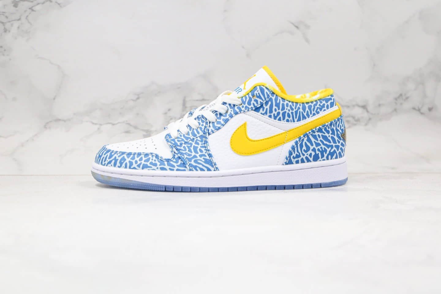 乔丹Air Jordan 1纯原版本低帮AJ1爆裂纹白蓝黄色篮球鞋内置气垫原盒原标 货号:309192-172