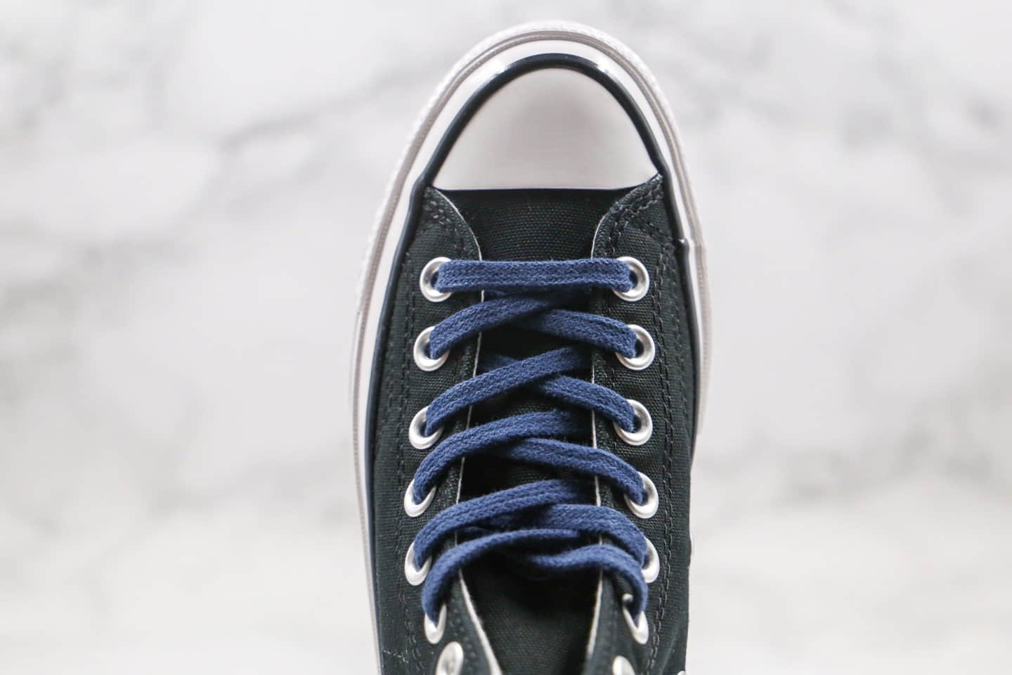 匡威Converse x Sacai x Fragment Design公司级版本三方联名款高帮藤原浩闪电黑蓝色补丁铭牌缝线帆布鞋原盒原标 货号:160328C