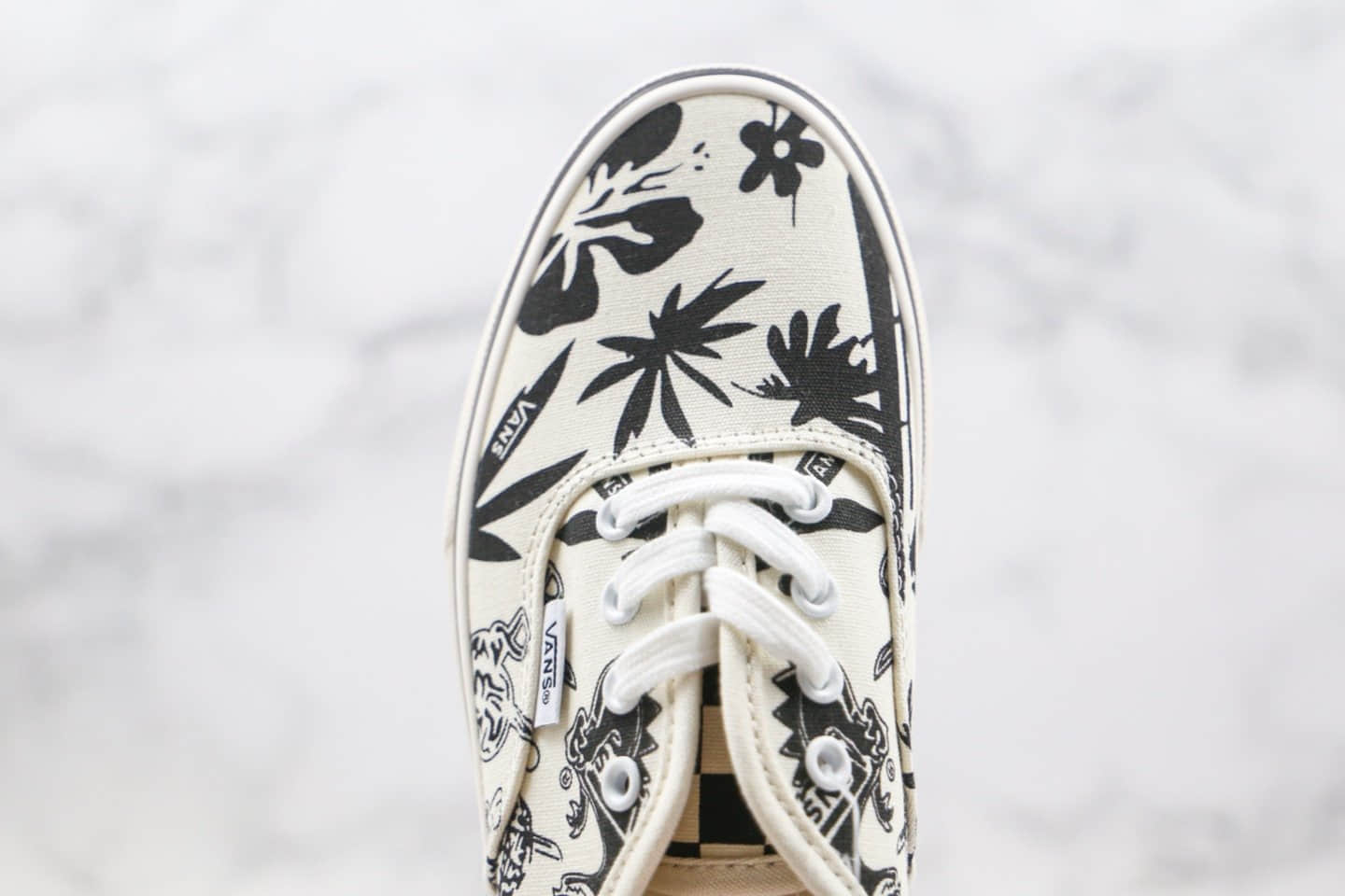 万斯Vans Authentic Family公司级版本低帮植物枫叶印花涂鸦黑白色板鞋原盒原标内置钢印