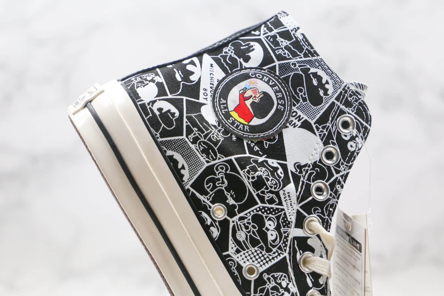 匡威Converse x 蜡笔小新联名公司级版本高帮板鞋涂鸦简笔画黑色原厂硫化 货号:168822C