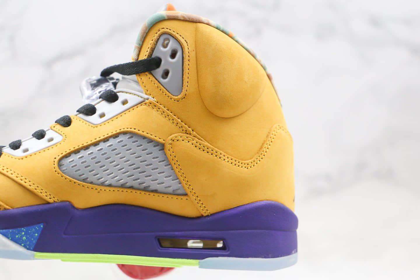 乔丹Air Jordan 5 What The纯原版本鸳鸯红黄色AJ5篮球鞋内置气垫原档案数据开发 货号：CZ5725-700