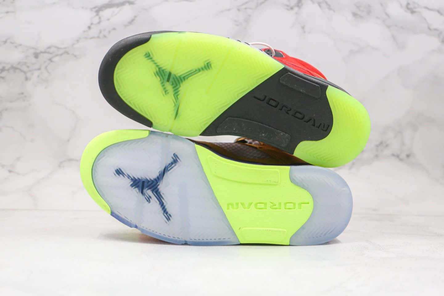 乔丹Air Jordan 5 What The纯原版本鸳鸯红黄色AJ5篮球鞋内置气垫原档案数据开发 货号：CZ5725-700