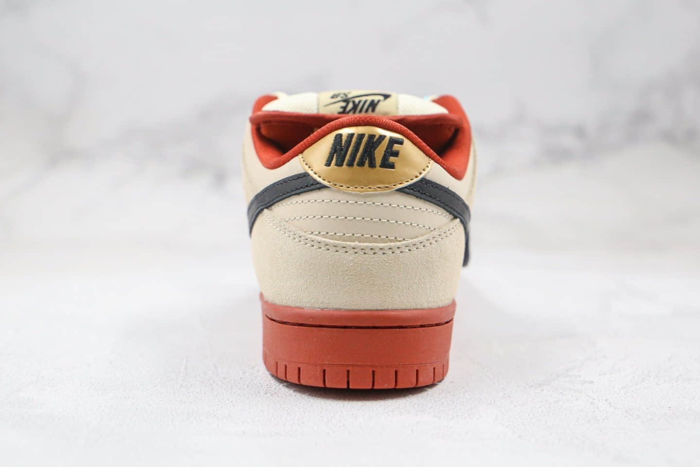 耐克Nike SB Dunk Low Muslin纯原版本低帮SB DUNK招财猫米白红黑色板鞋内置Zoom气垫 货号：BQ6817-100