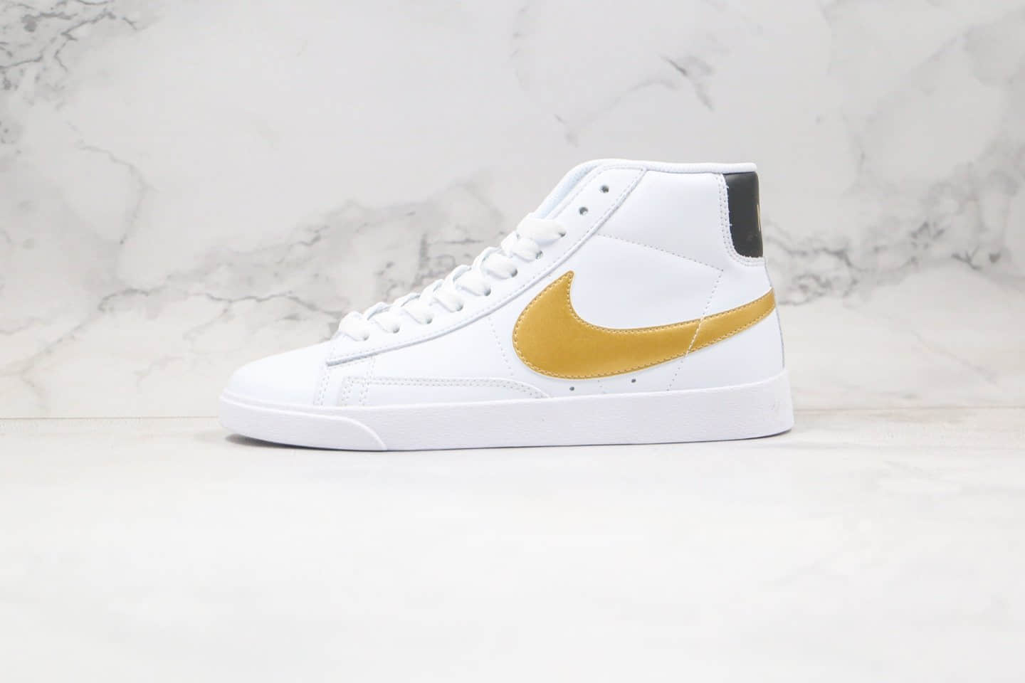 耐克Nike Blazer Mid Retro纯原版本中帮开拓者白黑金色板鞋原档案数据开发 货号:AV9375-107