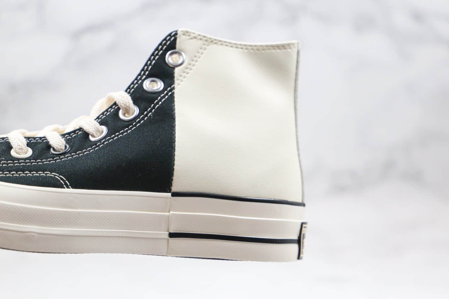 匡威Converse Restructured Chuck 1970 High White公司级版本高帮皮面白黑色补丁拼接解构硫化板鞋原盒原标 货号：168623C