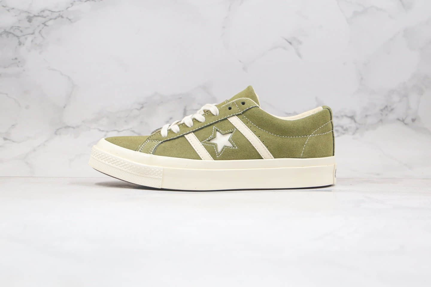 匡威CONVERSE jack star STAR&BARS SUEDE公司级版本低帮麂皮杰克双杠一星橄榄绿色硫化板鞋原鞋开模一比一打造 货号:164527C