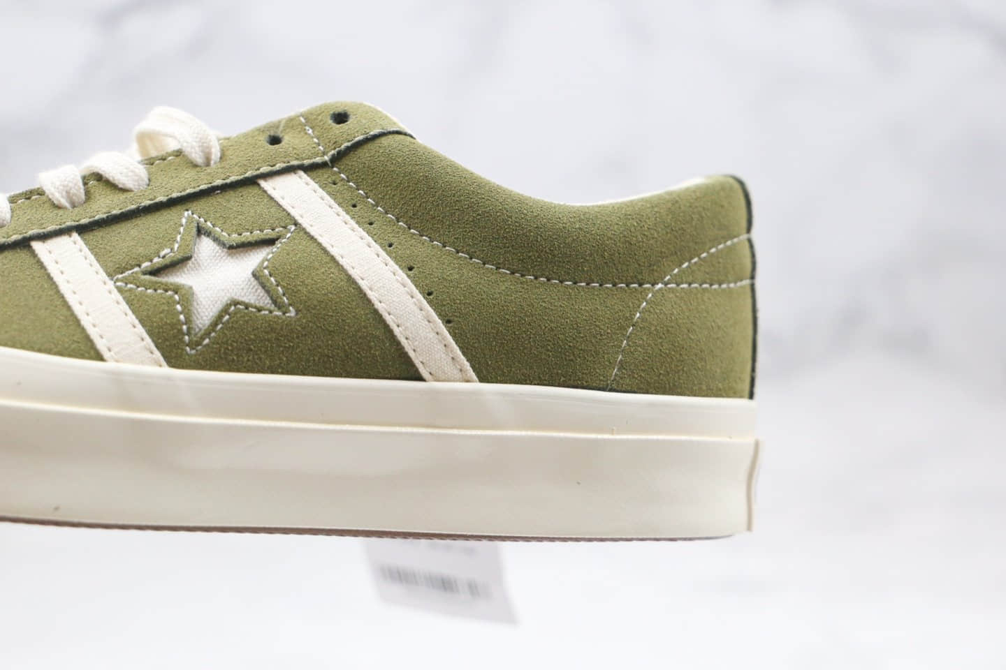 匡威CONVERSE jack star STAR&BARS SUEDE公司级版本低帮麂皮杰克双杠一星橄榄绿色硫化板鞋原鞋开模一比一打造 货号:164527C