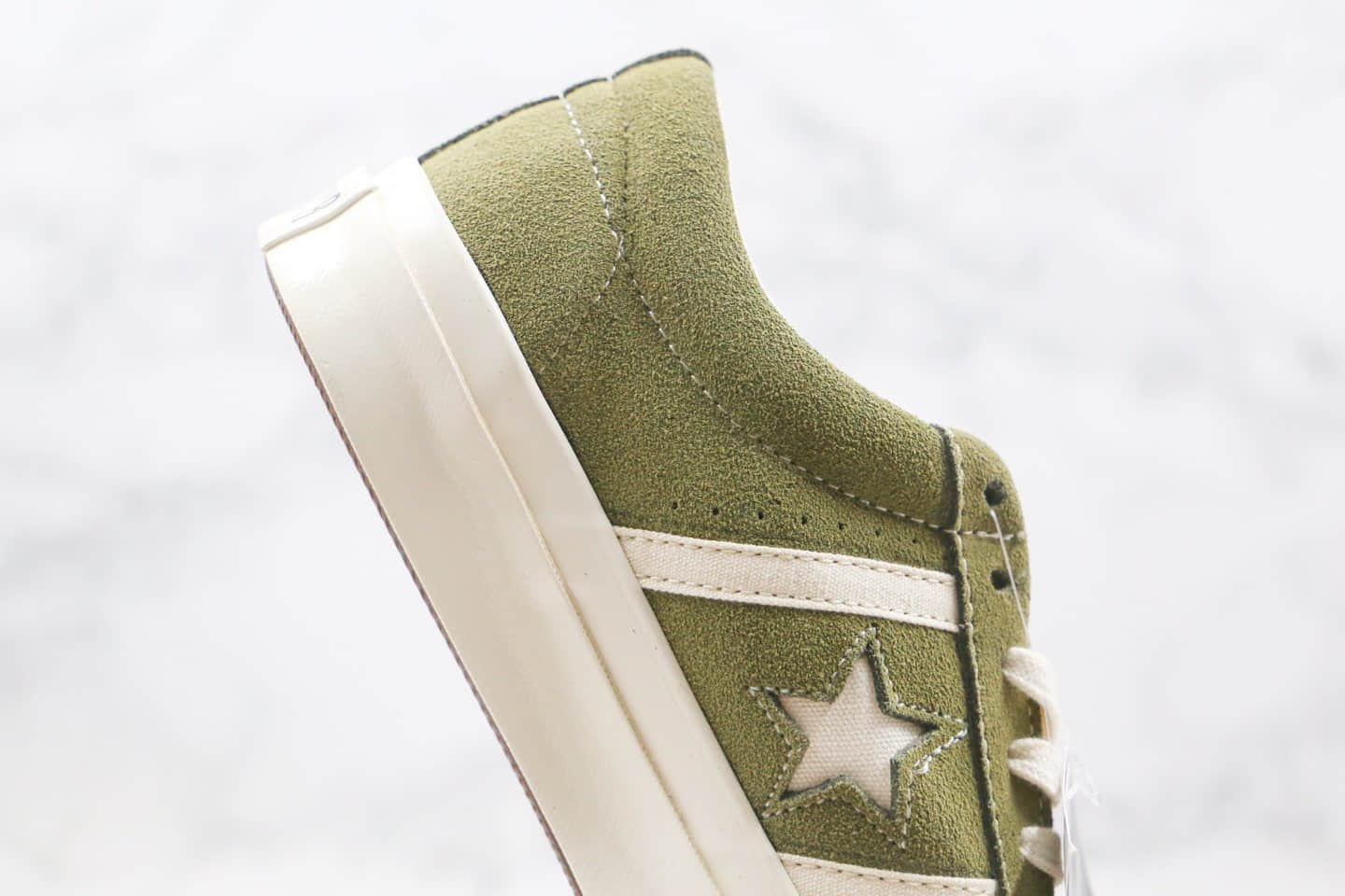 匡威CONVERSE jack star STAR&BARS SUEDE公司级版本低帮麂皮杰克双杠一星橄榄绿色硫化板鞋原鞋开模一比一打造 货号:164527C