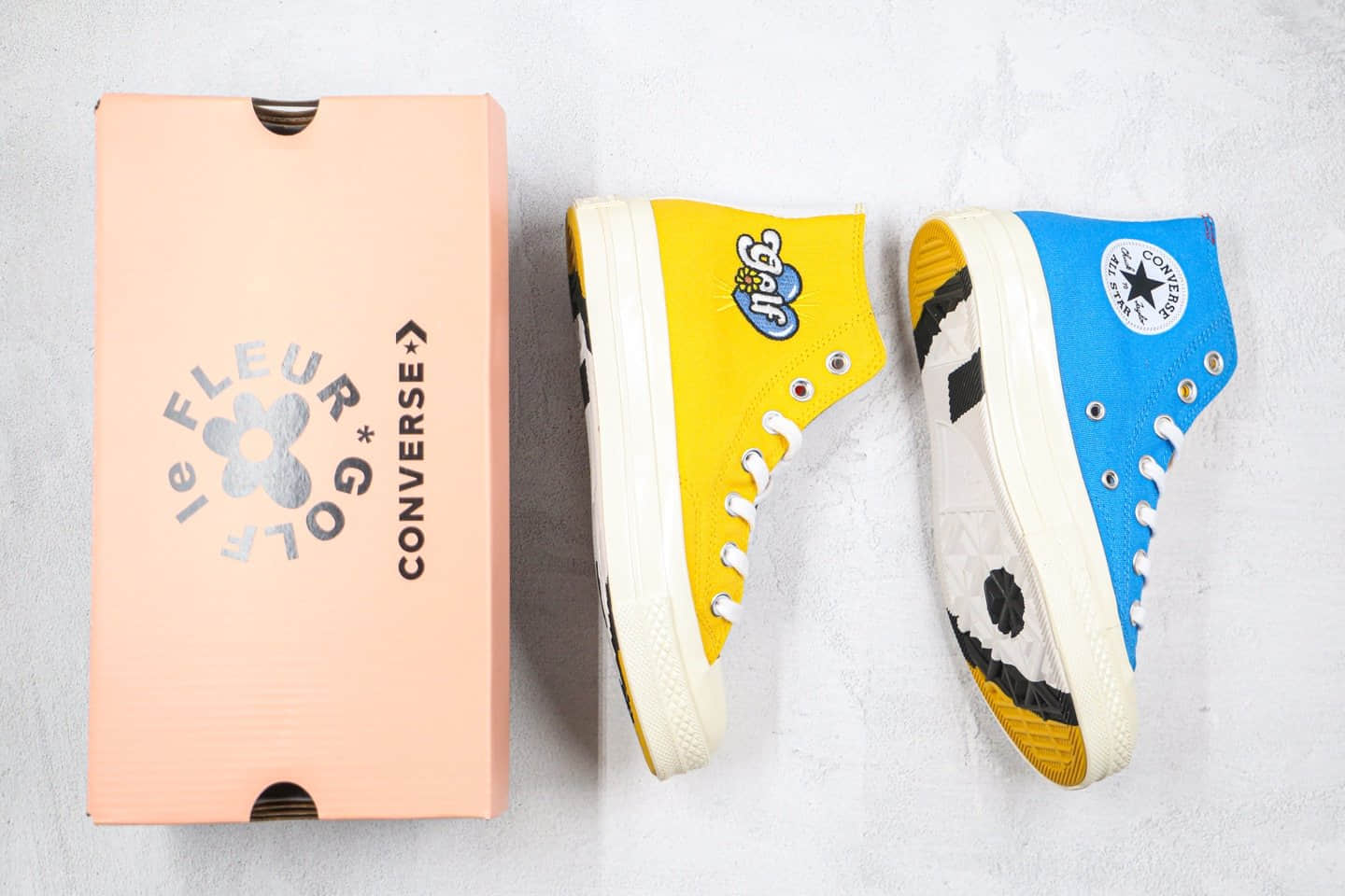 匡威Golf Le Fleur x Converse Chuck 70公司级版本小花联名高帮帆布鞋红蓝鸳鸯原楦开发 货号：169910C