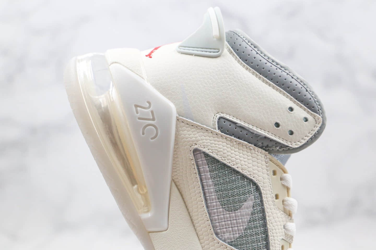 乔丹SNS x Air Jordan Proto-Max 720公司级版本联名气垫跑鞋米白灰色爆裂纹区别市面假气垫 货号:CT3444-001