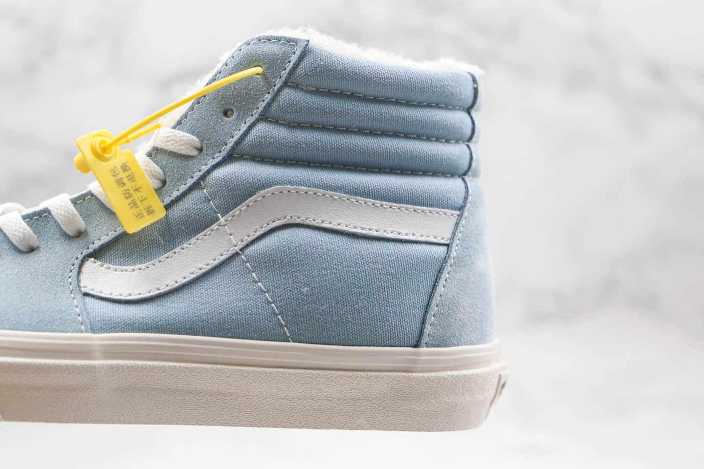 万斯Vans Vault OG SK8-Hi LX公司级版本海外限定高帮加绒帆布鞋浅蓝色原厂硫化大底