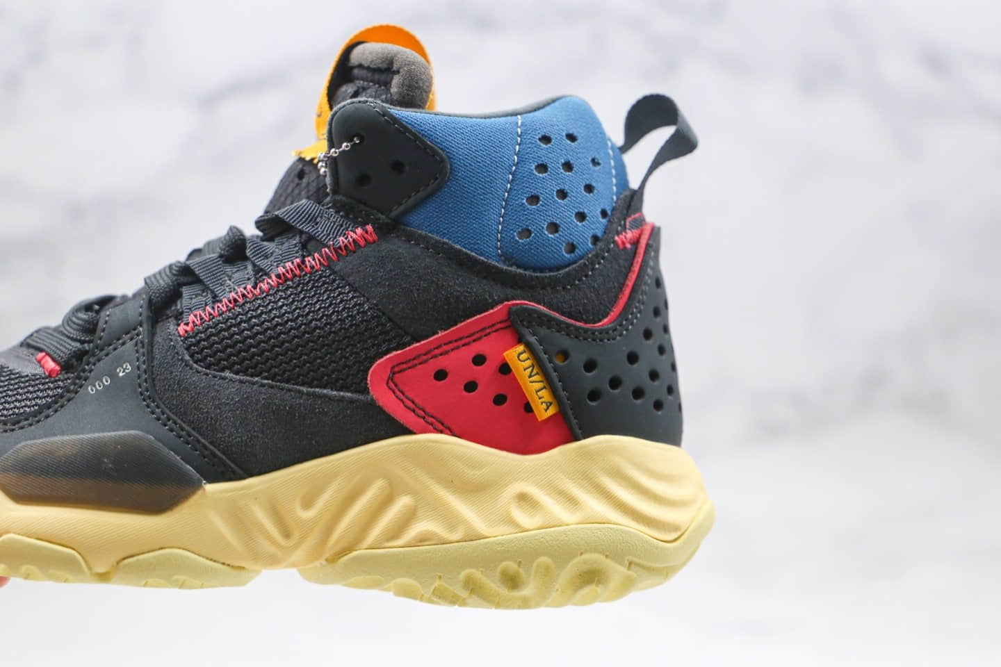 乔丹Air Jordan Delta React Mid Off Noir x Union LA联名款纯原版本机能代尔塔结构瑞亚泡面黑蓝黄色原盒原标原档案数据开发 货号：DA1951-001