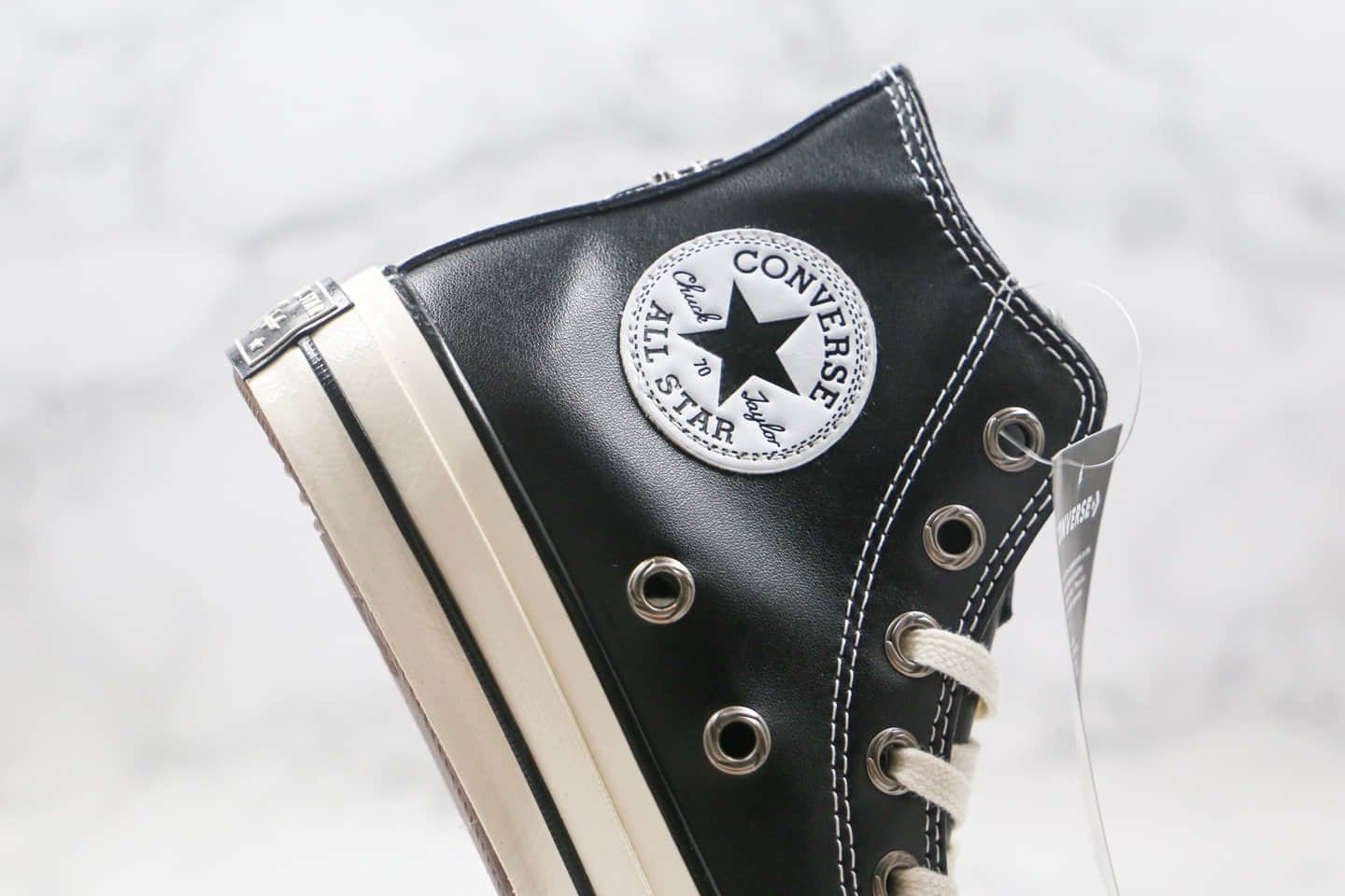 匡威Chrome Heart X Converse Chuck 70公司级版本克罗心联名皮面板鞋黑色蓝底双围条 货号:169999C