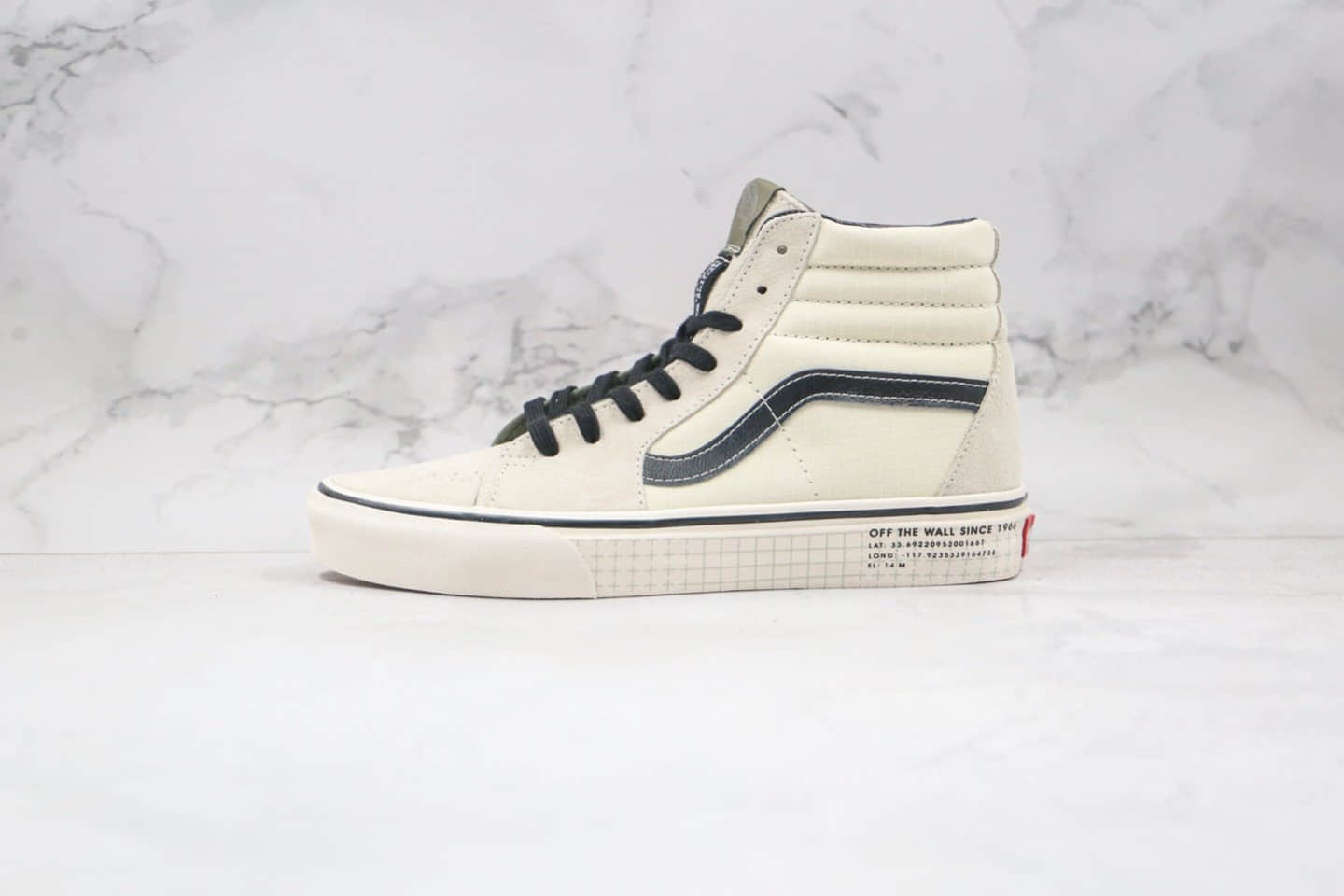 万斯Vans Sk8-Hi公司级版本高帮板鞋米白黑色网格原档案数据开发 货号：VN0A4BV622H