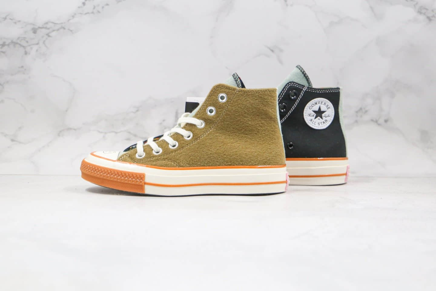 匡威Converse Chuck 70公司级版本高帮哭脸黑绿色拼接硫化板鞋原厂硫化大底 货号:169843C