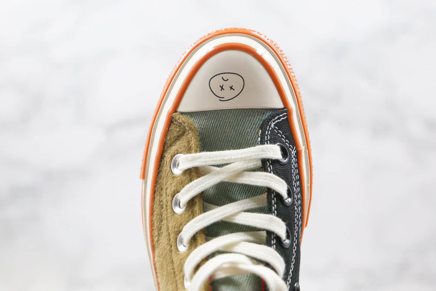 匡威Converse Chuck 70公司级版本高帮哭脸黑绿色拼接硫化板鞋原厂硫化大底 货号:169843C