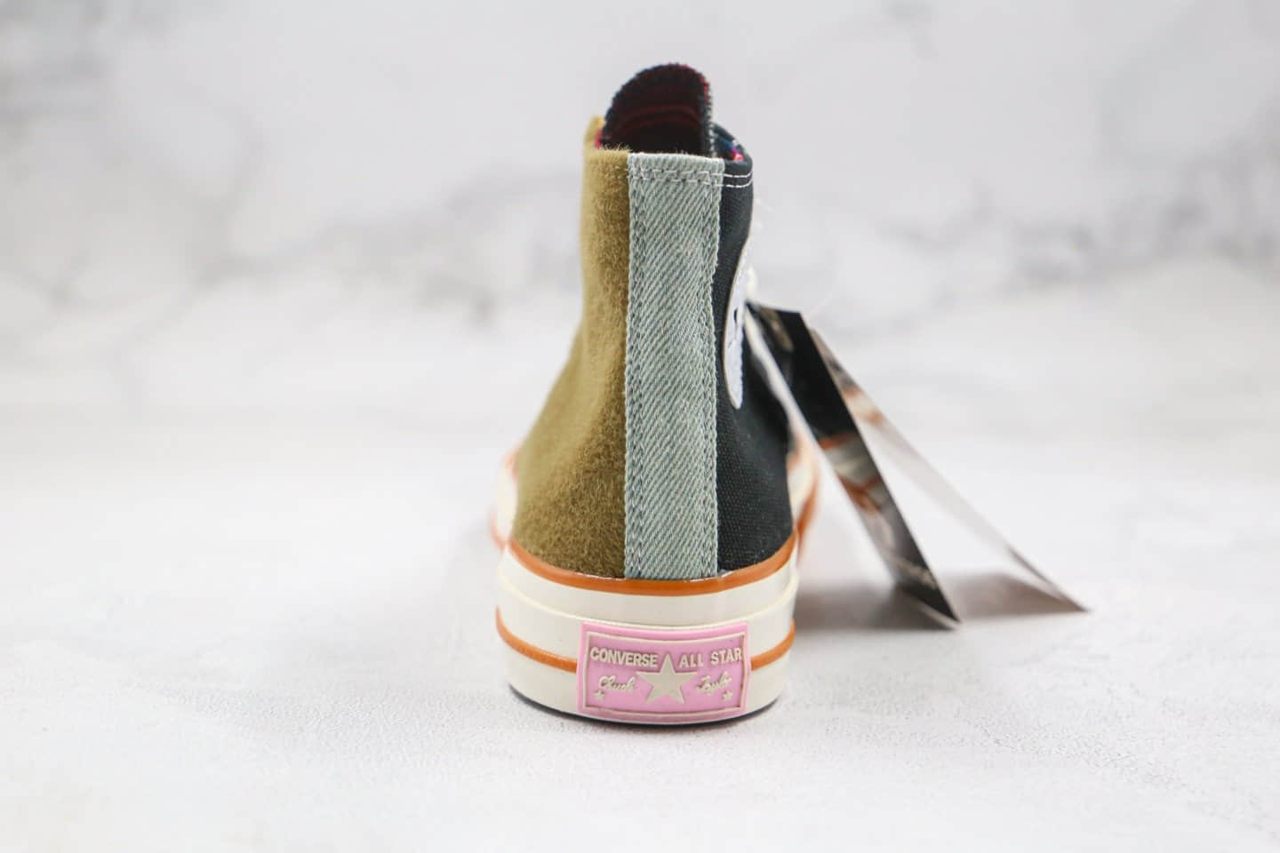 匡威Converse Chuck 70公司级版本高帮哭脸黑绿色拼接硫化板鞋原厂硫化大底 货号:169843C