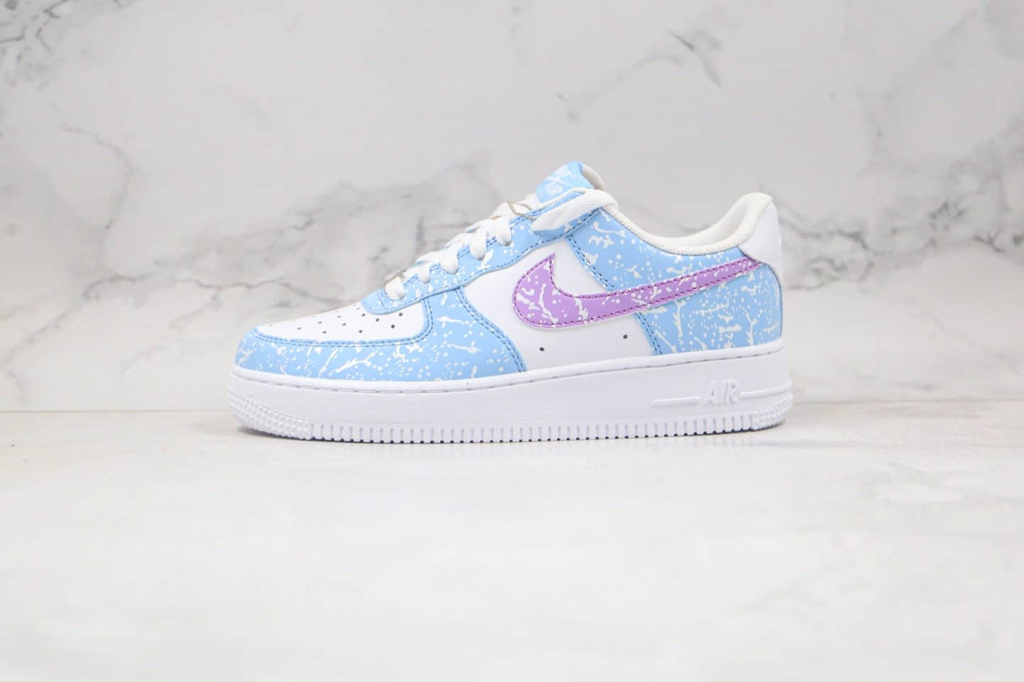 耐克Nike Air Force 1 07纯原版本低帮空军一号泼墨蓝紫色板鞋原盒原标原档案数据开发 货号:CZ6928-100