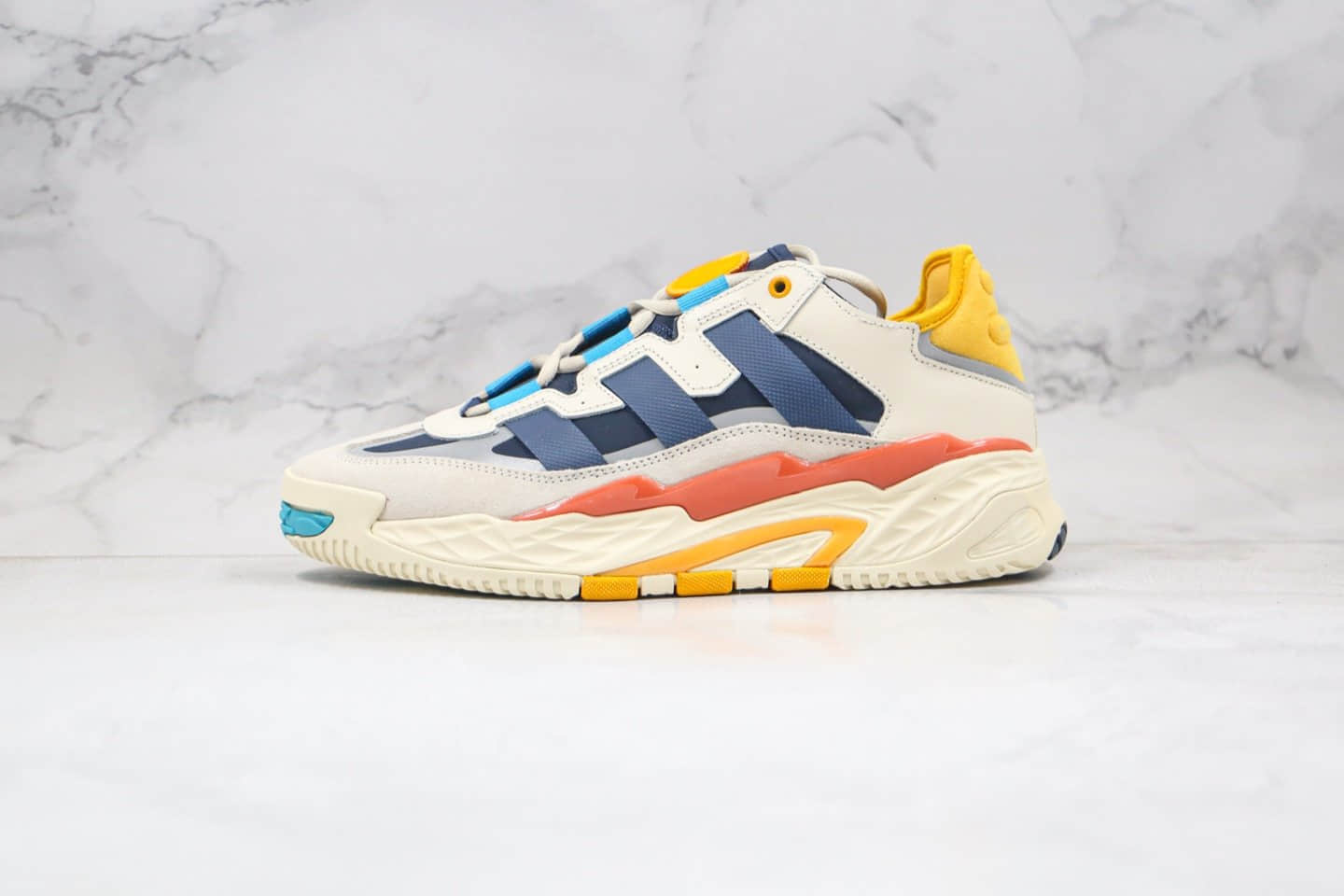 阿迪达斯adidas Originals Niteball纯原版本复古老爹鞋街球系列米白黄黑蓝色原盒原标原楦头纸板打造 货号：FV4842